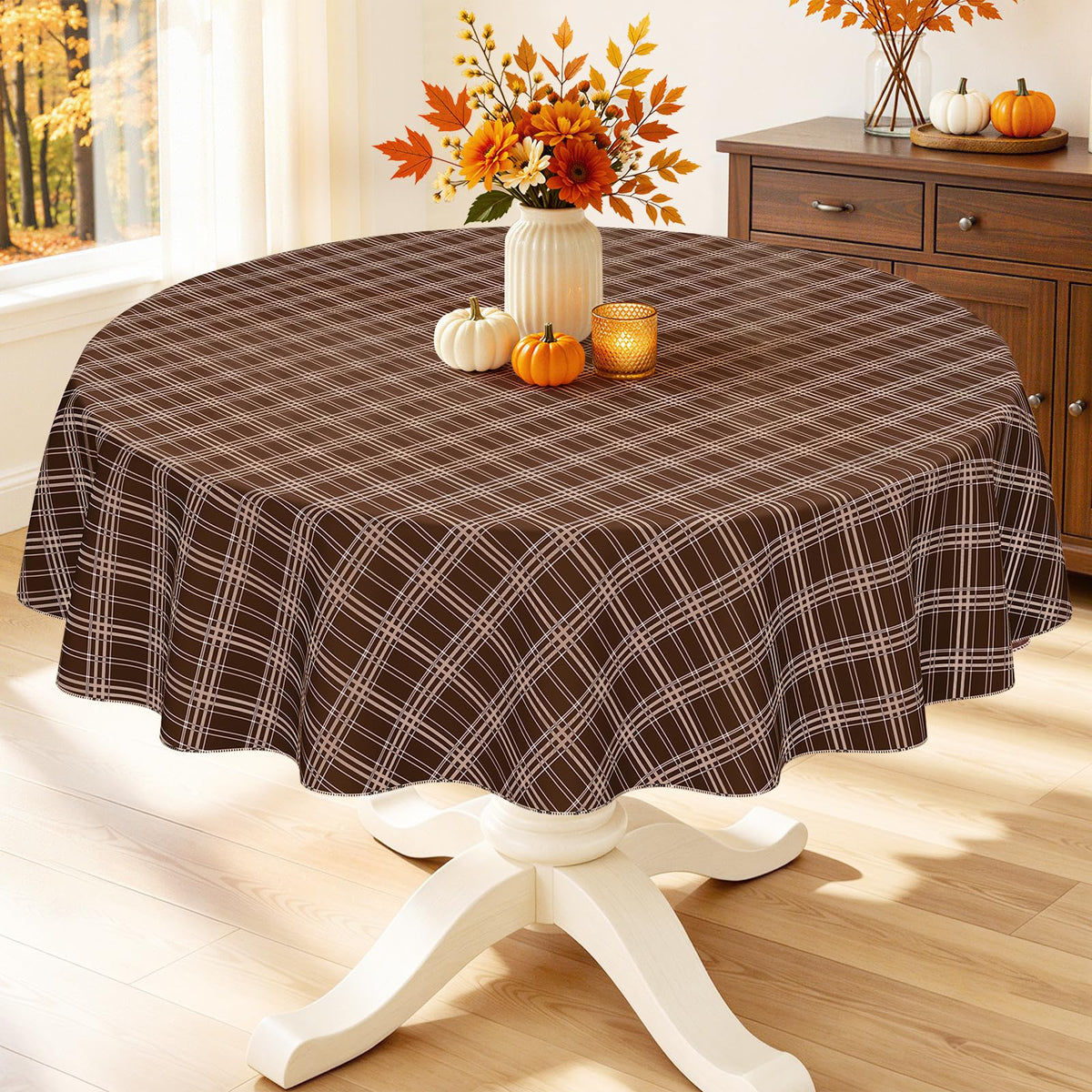 Smiry Picnic Table Cloth, Vinyl Tablecloths with Flannel Backing, 60"x84"