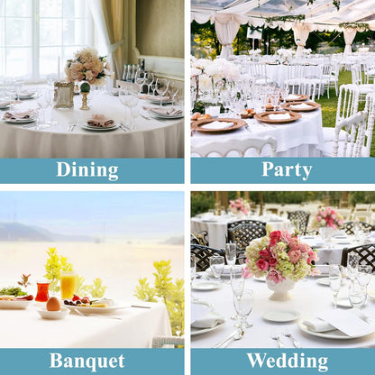 VidaFete 6 Pack 120inch Round Tablecloth Polyester Table Cloth, White