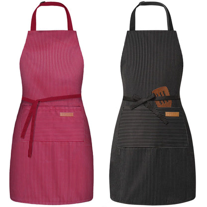 BeLuyi 2 Pack Adjustable Bib Apron with 2 Pockets Chef Cooking Kitchen Restaurant Aprons for Women Men