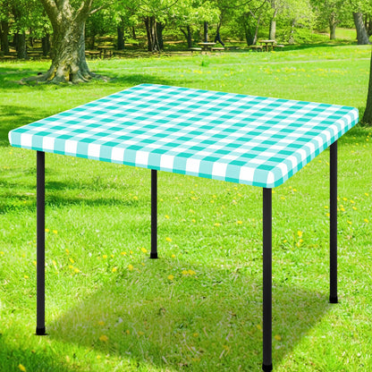 Smiry 6 Foot Picnic Table Cloth, Flannel Backed Fitted Vinyl tablecloths