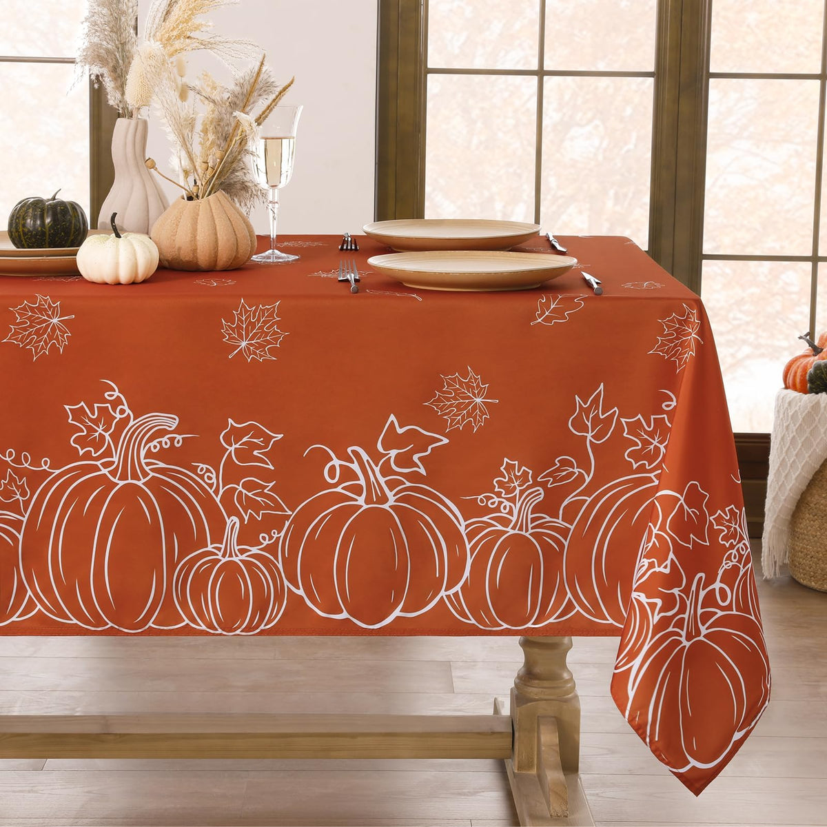 Softalker Fall Tablecloth Rectangle 60 x 84 Inch, Thanksgiving Home Decor