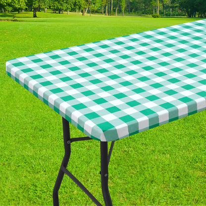 Smiry 6 Foot Picnic Table Cloth, Flannel Backed Fitted Vinyl tablecloths