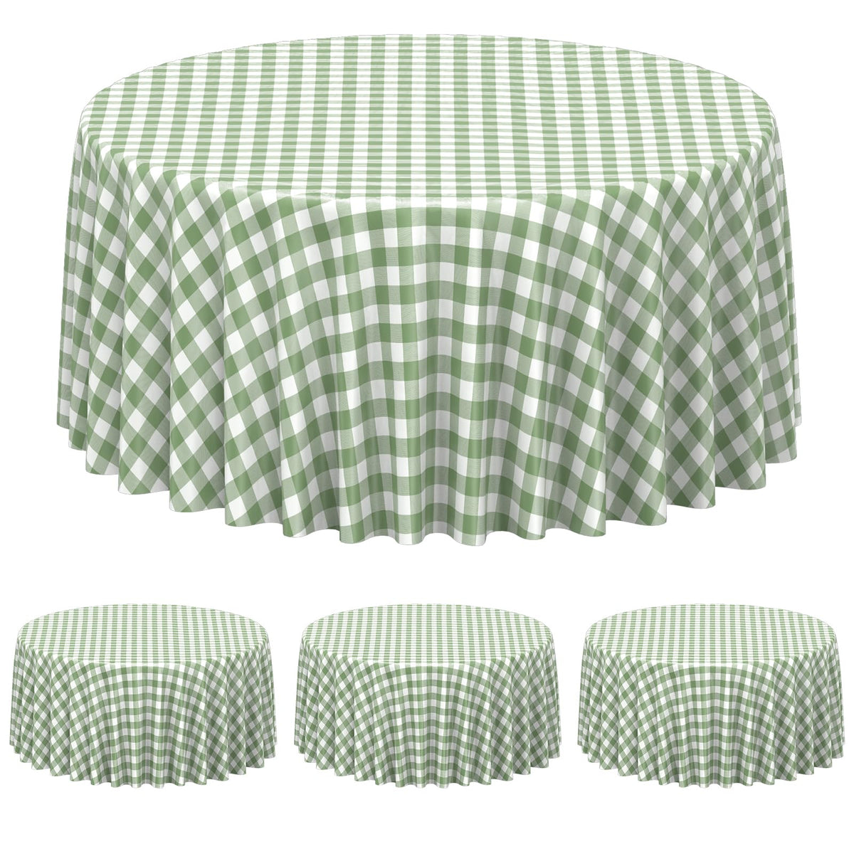 3 Pcs Sage Green Gingham Tablecloths, Checkered Table Covers 54 x 108 Inch