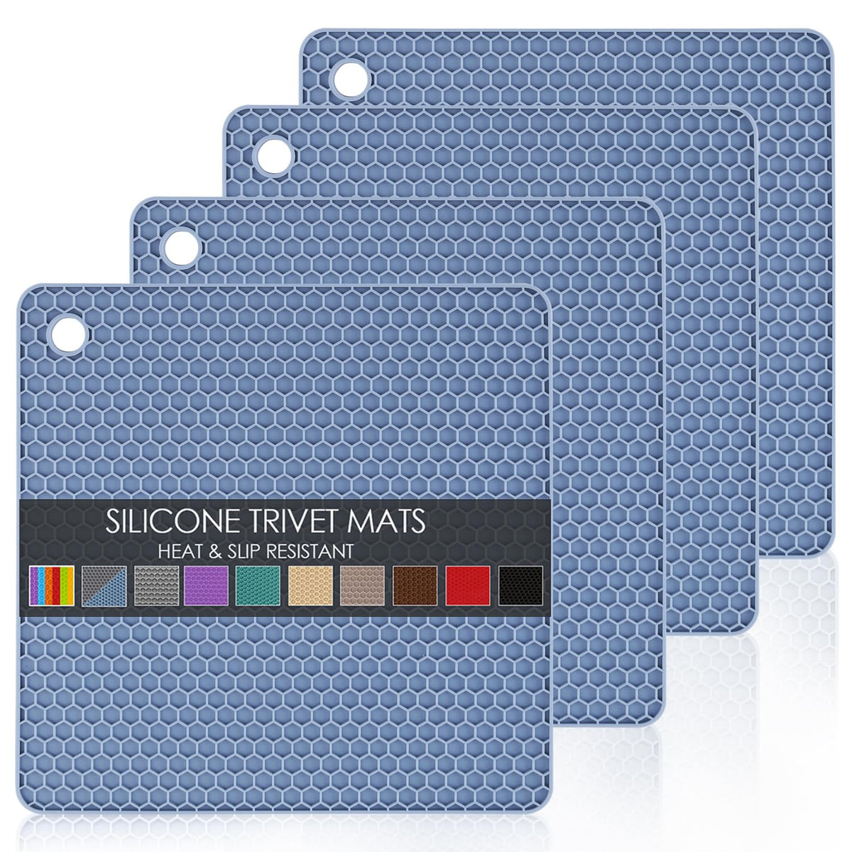 6 Pack Silicone Trivet Mat, Silicone Trivets for Hot Pots and Pans, Multipurpose Non-Slip & Heat Resistant Silicone Hot Pad for Kitchen Counter