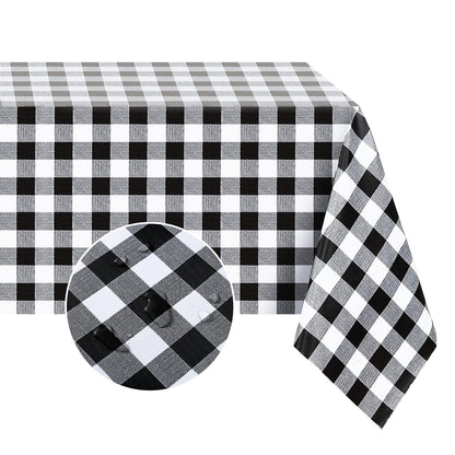 Romanstile Rectangle Vinyl Tablecloth, 100% Waterproof Buffalo Gingham Plastic Table Cloth, Heavy Duty Wipeable Checkered Table Covers for Outdoor, Camping, Picnic, Patio - 54 x 78, Light Blue