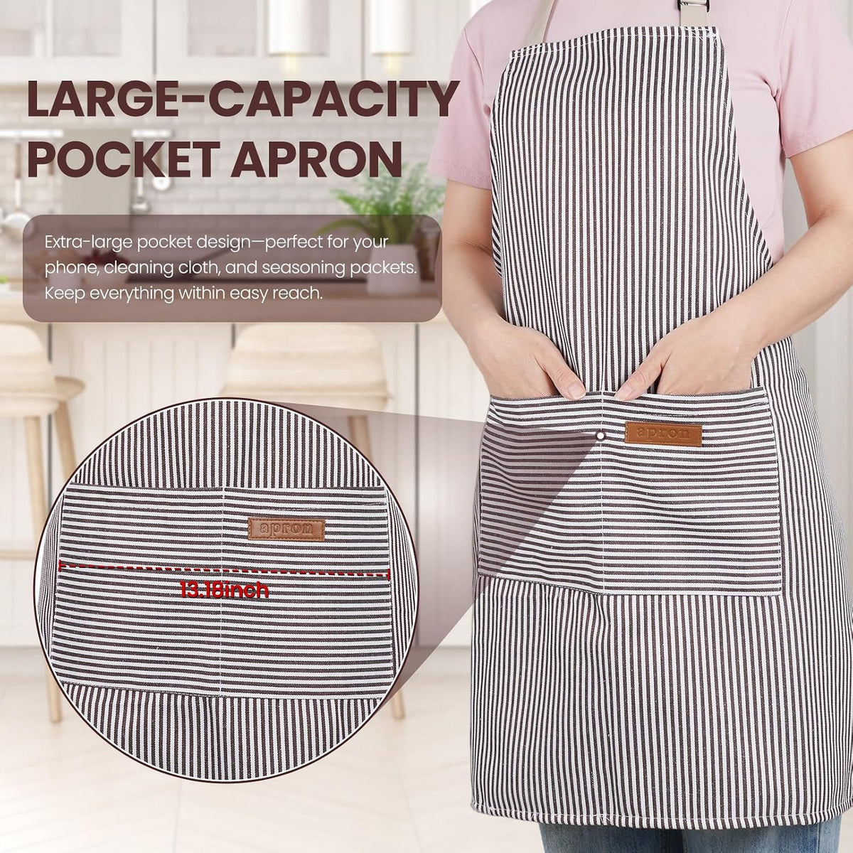 Serrenf 2 Pack Apron, Cooking Kitchen Aprons, Adjustable Bib Apron with 2 Pockets for Men Women Chef Apron