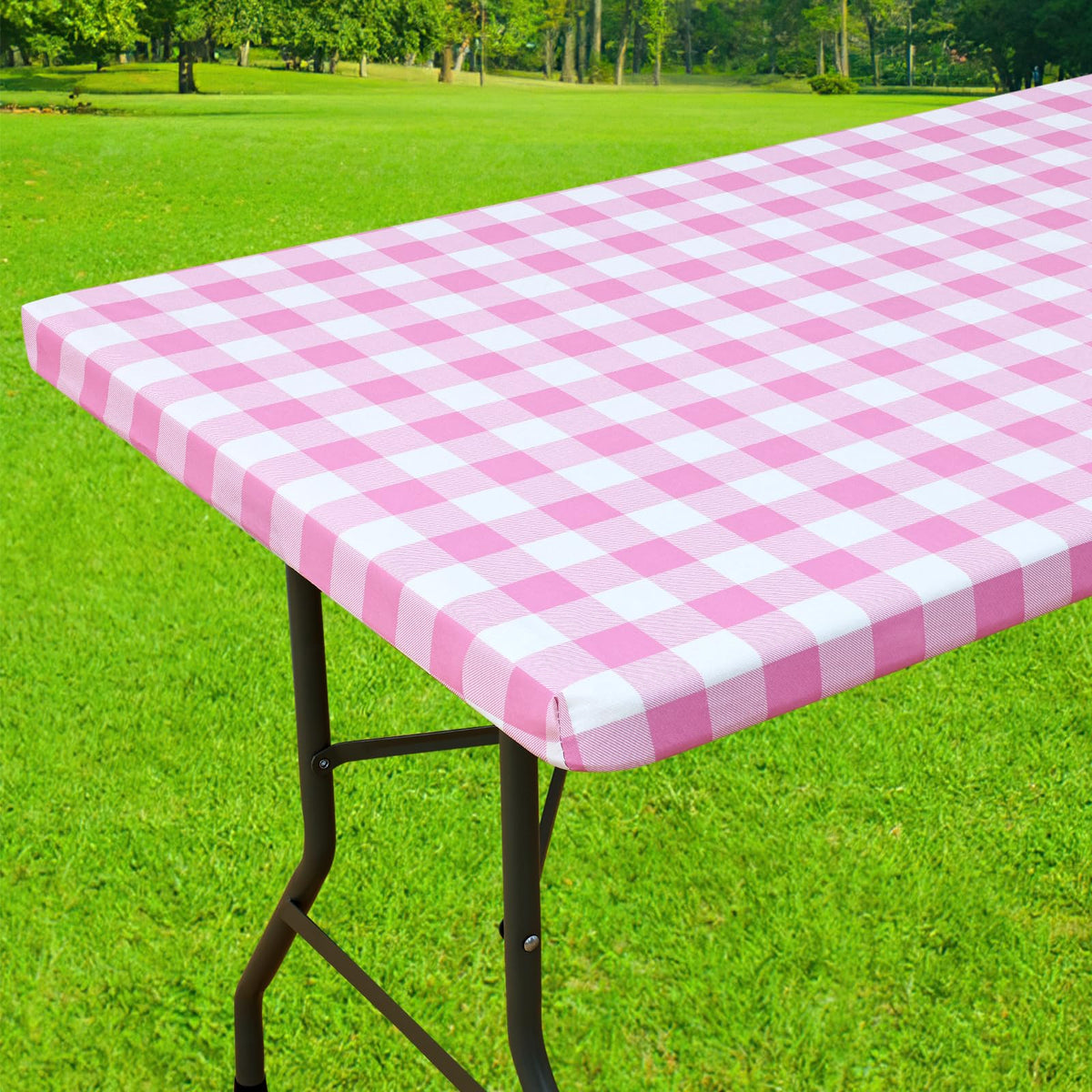 Smiry 6 Foot Picnic Table Cloth, Flannel Backed Fitted Vinyl tablecloths