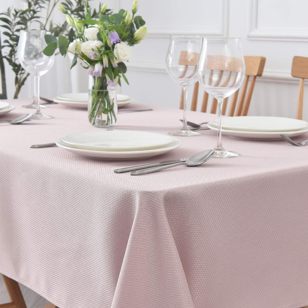 maxmill Rectangle Textured Tablecloth Waterproof Spillproof Wrinkle Free Table Cloth, Kitchen Dining Tabletop Decoration, Fabric Table Cover for Outdoor and Indoor Use, 52 x 70 Inch, Sage Green