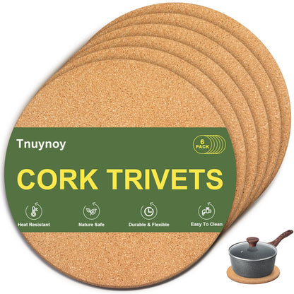 4 PCS Heat Resistant Cork Trivets for Hot Dishes, Hot Pots and Pans