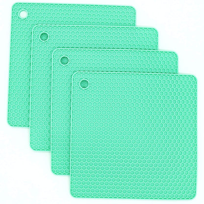 Silicone Trivets for Hot Dishes, Pots and Pans, Hot Pads for Kitchen, Dark Grey Silicone Pot Holders Mats for Kitchen Quartz Counter Heat Resistant Mat, Flexible Trivet Mat Set 4