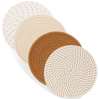 Billbotk 7" Trivets for Dishes, Pots and Pans, 4 Heat Resistant Hot Pads, Pot Holders for Kitchen, Plate Mats for Countertops, Table, Home Essentials, Farmhouse Decor
