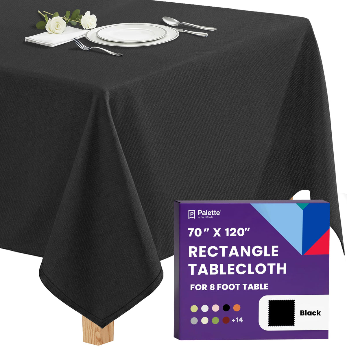 Gee Di Moda Rectangle Tablecloth - 70 x 120 Inch Navy Blue Table Cloth for 6 or 8 Foot Rectangle Tables - Heavy Duty Washable Fabric - for Holiday Party, Dinner, Weddings, Baby Shower & Events