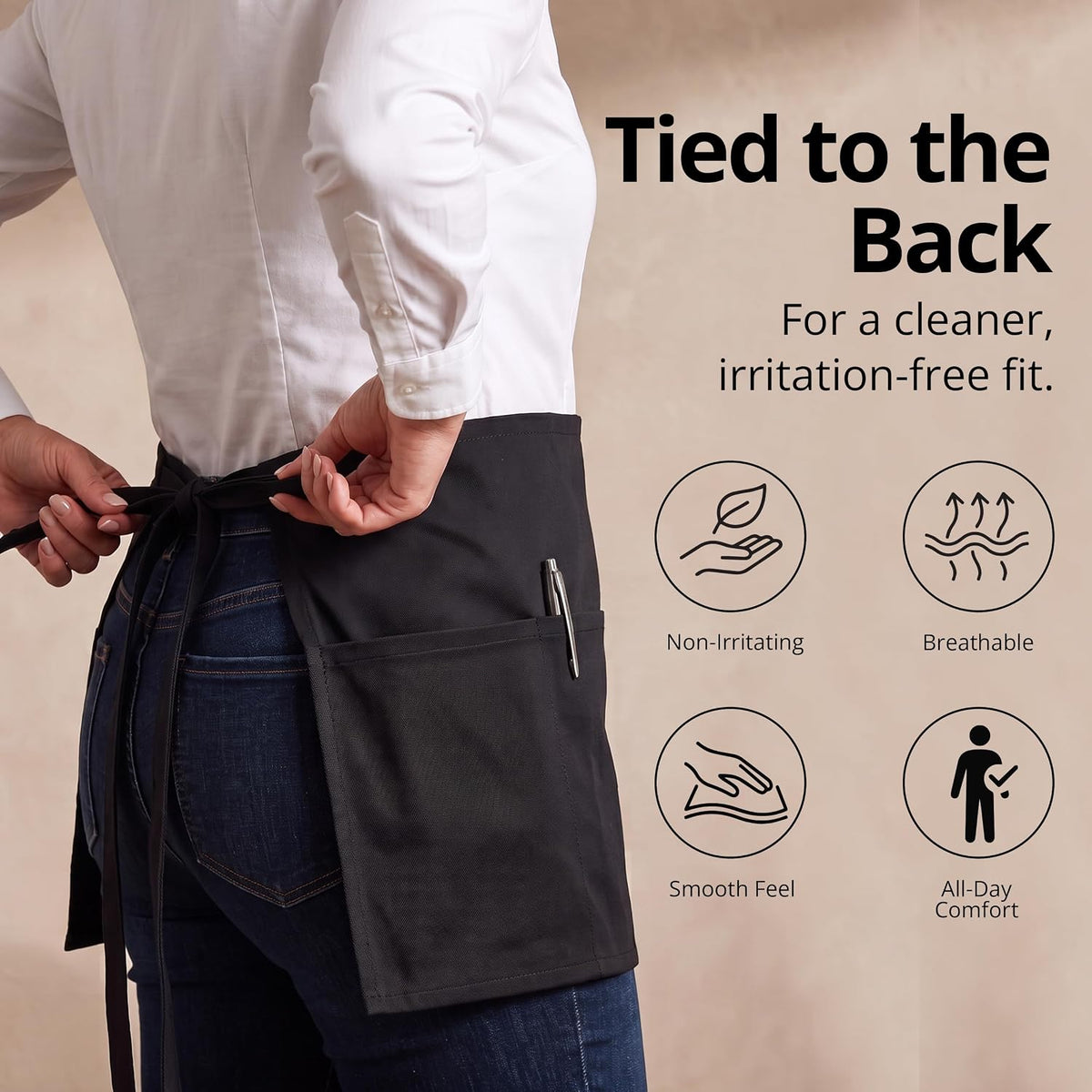 Utopia Wear Server Waist Aprons 4 Pack with 3 Pockets 100% Polyester