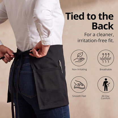 Utopia Wear Server Waist Aprons 4 Pack with 3 Pockets 100% Polyester