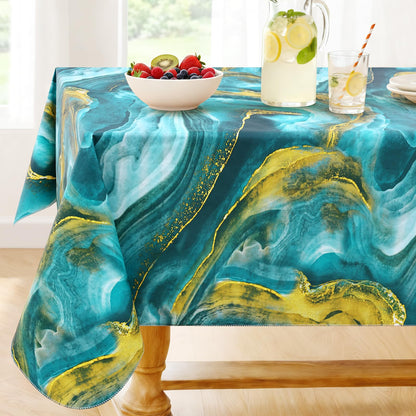 Smiry Rectangle Table Cloth, Waterproof Vinyl Tablecloths with Flannel Backing, Wipeable Spillproof Plastic Table Cover for Dining, Indoor and Outdoor (Champagne, 60 "x 84")