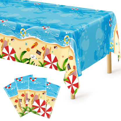QZYL 4 Packs White Plastic Tablecloth, Large Sturdy Disposable Table Cloth