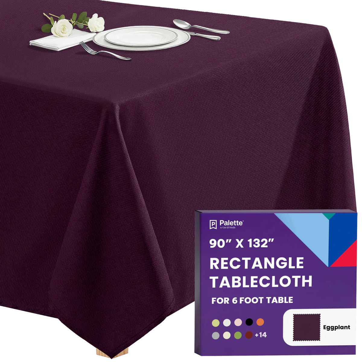 Gee Di Moda Rectangle Tablecloth - 70 x 120 Inch Navy Blue Table Cloth for 6 or 8 Foot Rectangle Tables - Heavy Duty Washable Fabric - for Holiday Party, Dinner, Weddings, Baby Shower & Events