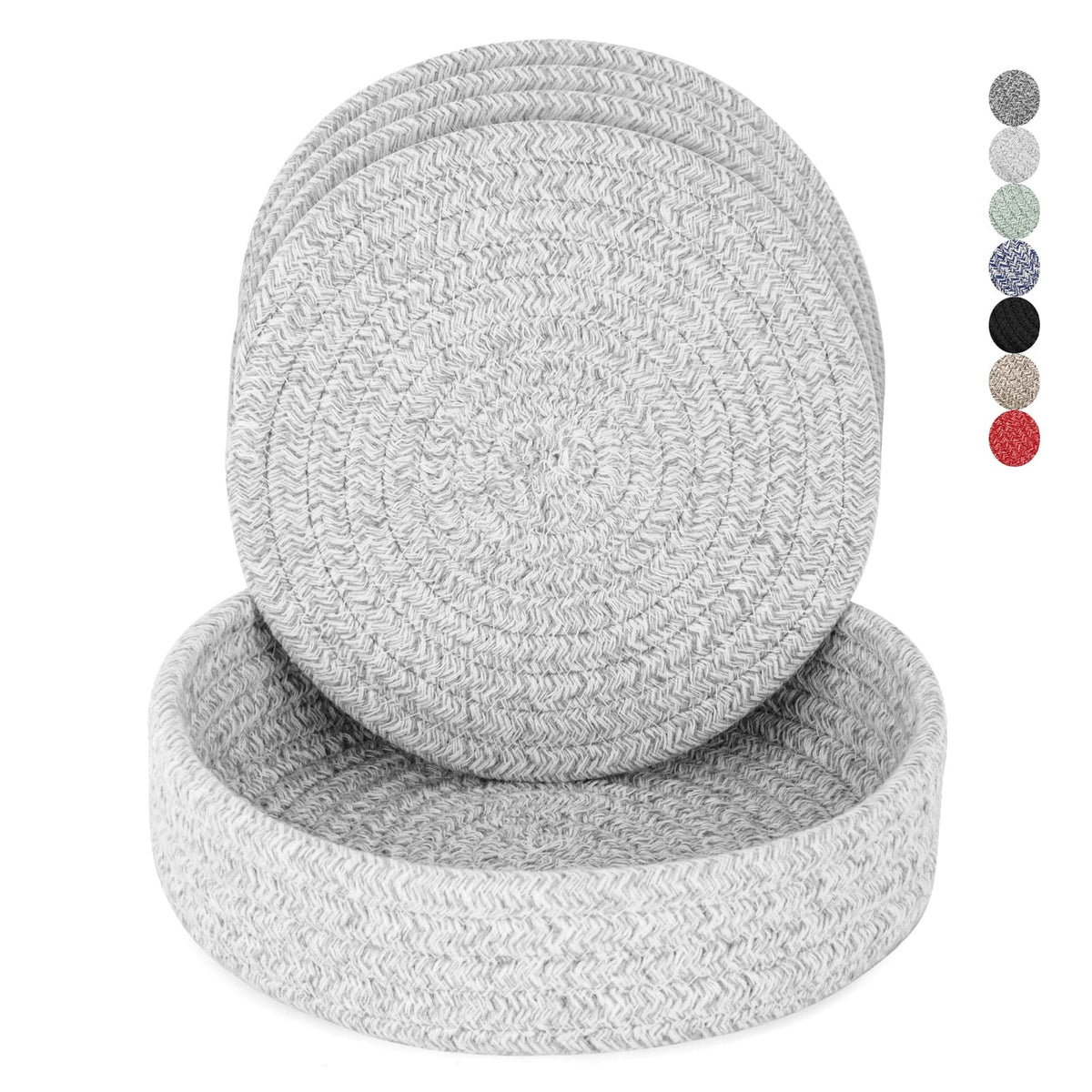 Trivets for Hot Dishes, Pots and Pans, Hot Pads with Storage Basket, Pot Holders for Kitchen, Heat Resistant Mat Protect Counter Home Essentials, Farmhouse Decor (Mix Brown 5 PCS)