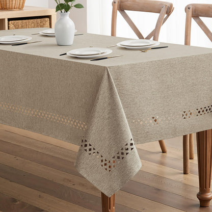 MIULEE Pink Rectangle Tablecloth with Decorative Cutouts 52x70 Inch