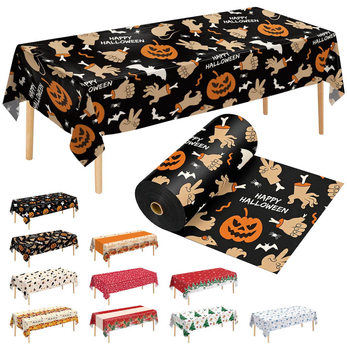 54 Inch X 300 Feet Plastic Table Cover Roll Premium Disposable Plastic Tablecloth for All Type/Shape Tables | Picnic, Party, Banquet, Birthdays, Weddings (Blue, 54 Inch X 300 Feet)