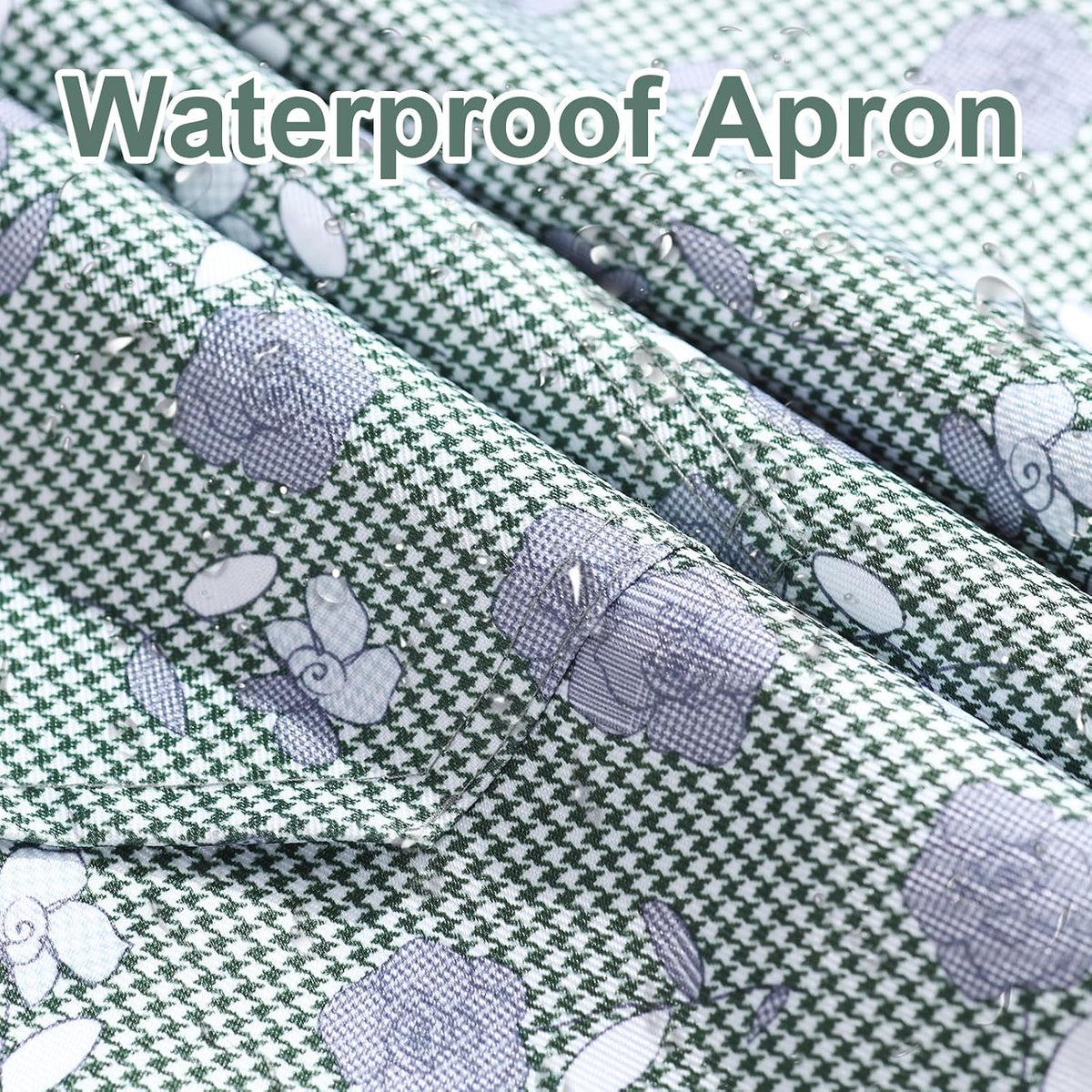 Apron for Women with Pockets, 3 PCs Waterproof Floral Apron with Adjustable Neck Strap for Cooking, Baking, Gardening, Art Craft