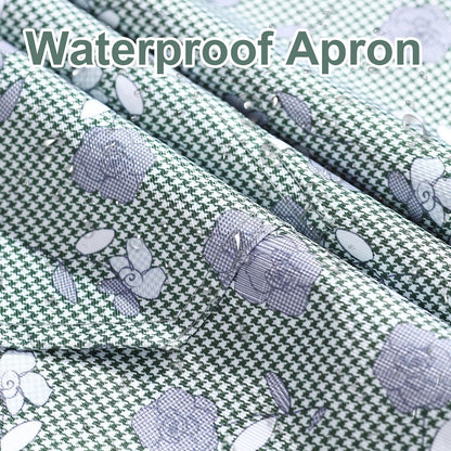 Apron for Women with Pockets, 3 PCs Waterproof Floral Apron with Adjustable Neck Strap for Cooking, Baking, Gardening, Art Craft