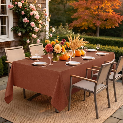 Decorelia Linen Textured Fall Tablecloth Rectangular Burnt Orange, 52"x70"