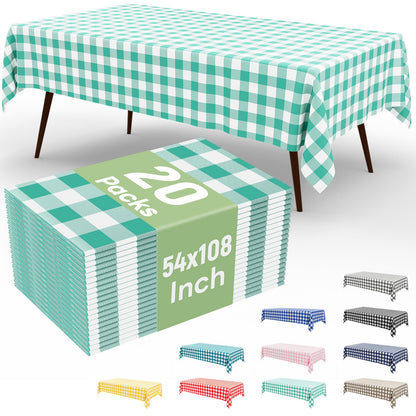 misaya 4 Packs Buffalo Disposable Table Cloth, 54 x 108 Inch Waterproof Plastic Tablecloth, Rectangle Red and White Checkered Table Covers for Picnic, Birthday, Party, Back to School