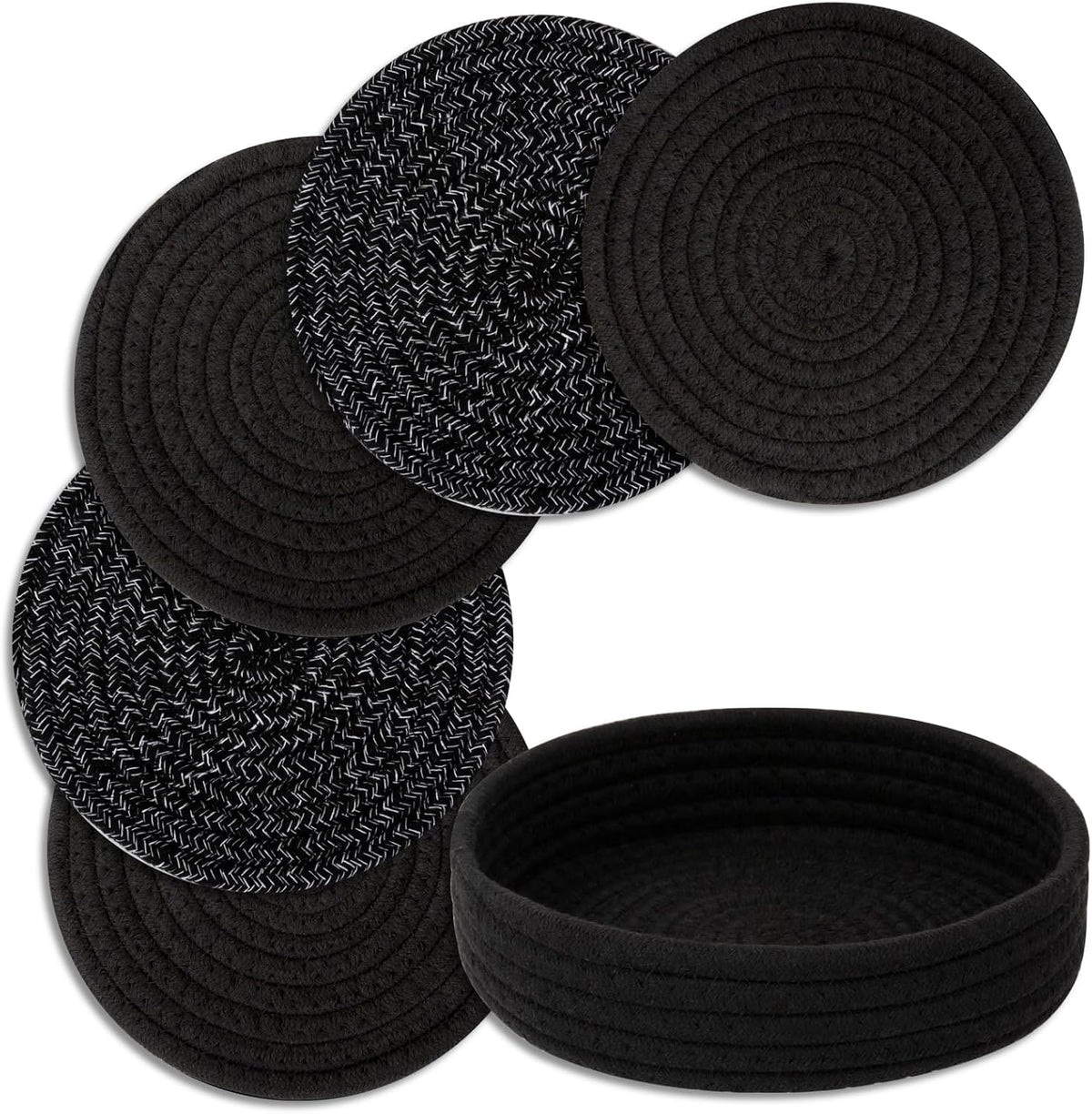 Trivets for Hot Dishes, Pots and Pans, 5 Pcs Hot Pads with Storage Basket