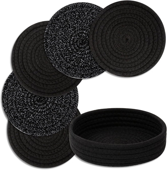 Trivets for Hot Dishes, Pots and Pans, 5 Pcs Hot Pads with Storage Basket