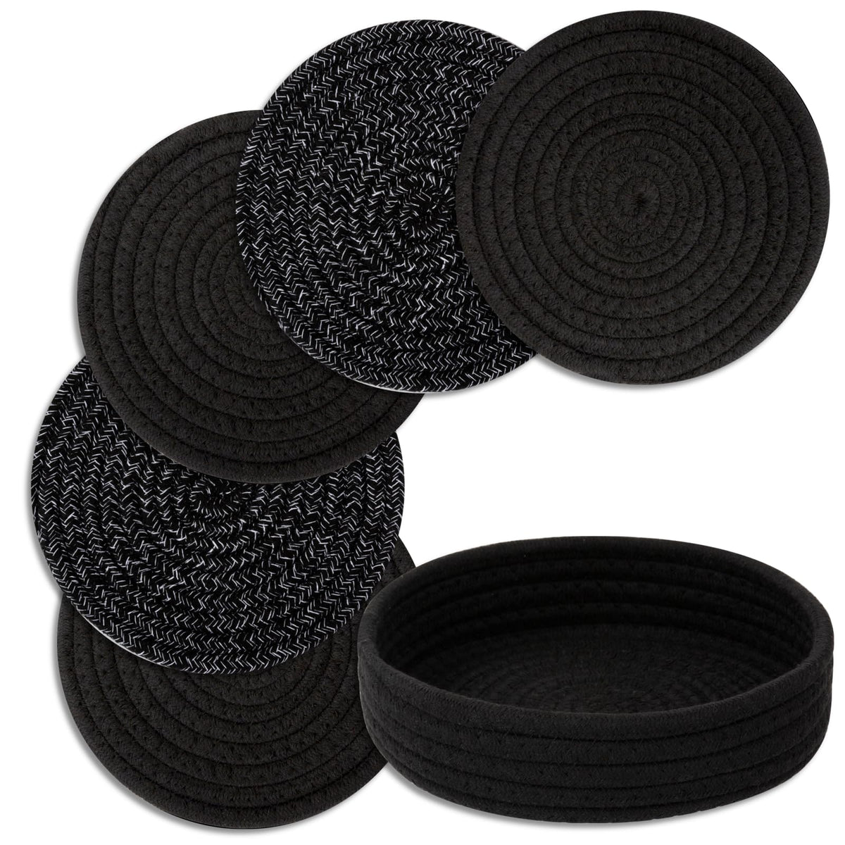 Trivets for Hot Dishes, Pots and Pans, 5 Pcs Hot Pads with Storage Basket