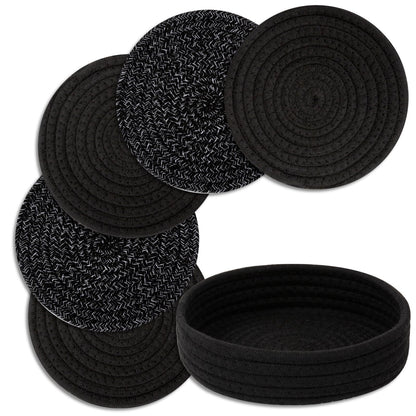 Trivets for Hot Dishes, Pots and Pans, 5 Pcs Hot Pads with Storage Basket