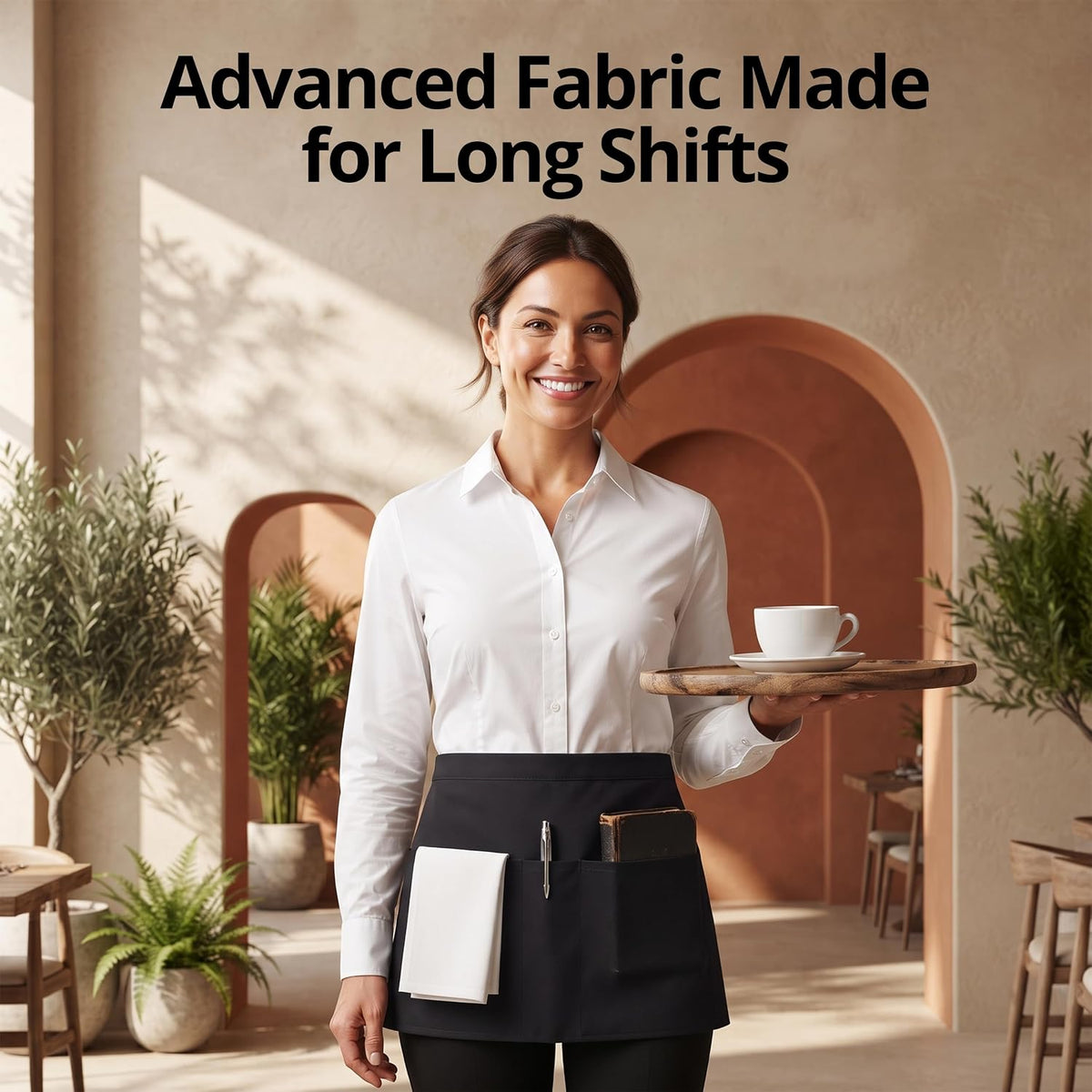 Utopia Wear Server Waist Aprons 4 Pack with 3 Pockets 100% Polyester