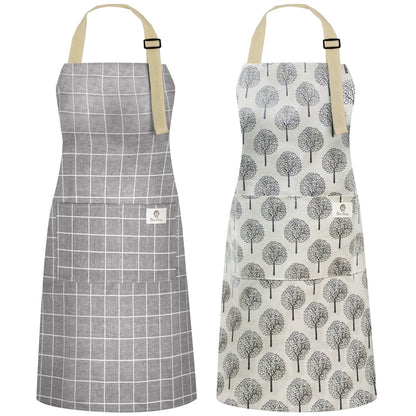 NLUS 2 Pack Kitchen Cooking Aprons, Adjustable Bib Soft Chef Apron with 2 Pockets for Men Women(Black/Brown Stripes)