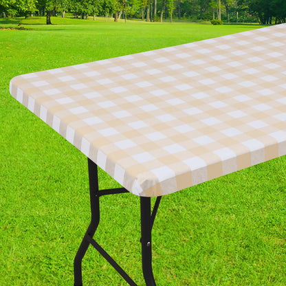 Smiry 6 Foot Picnic Table Cloth, Flannel Backed Fitted Vinyl tablecloths