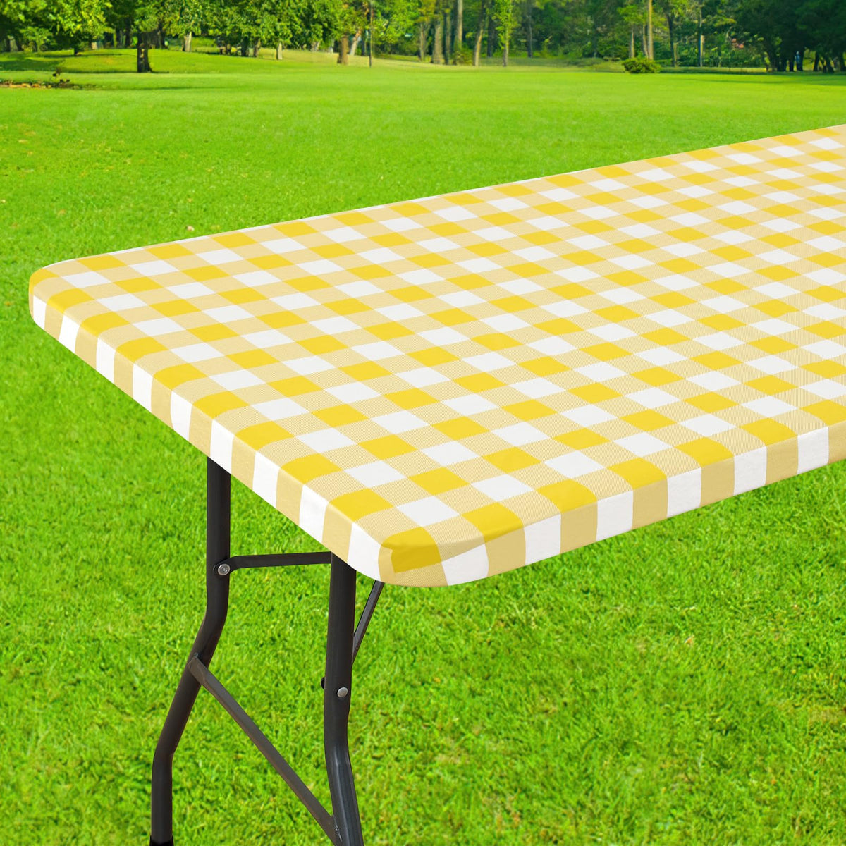 Smiry 6 Foot Picnic Table Cloth, Flannel Backed Fitted Vinyl tablecloths