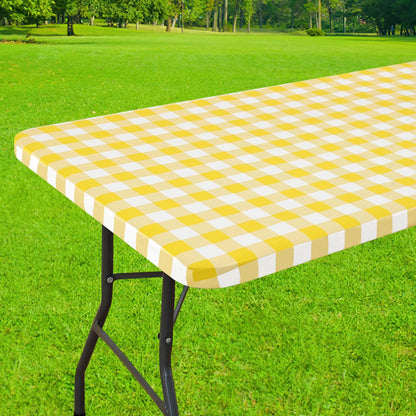 Smiry 6 Foot Picnic Table Cloth, Flannel Backed Fitted Vinyl tablecloths