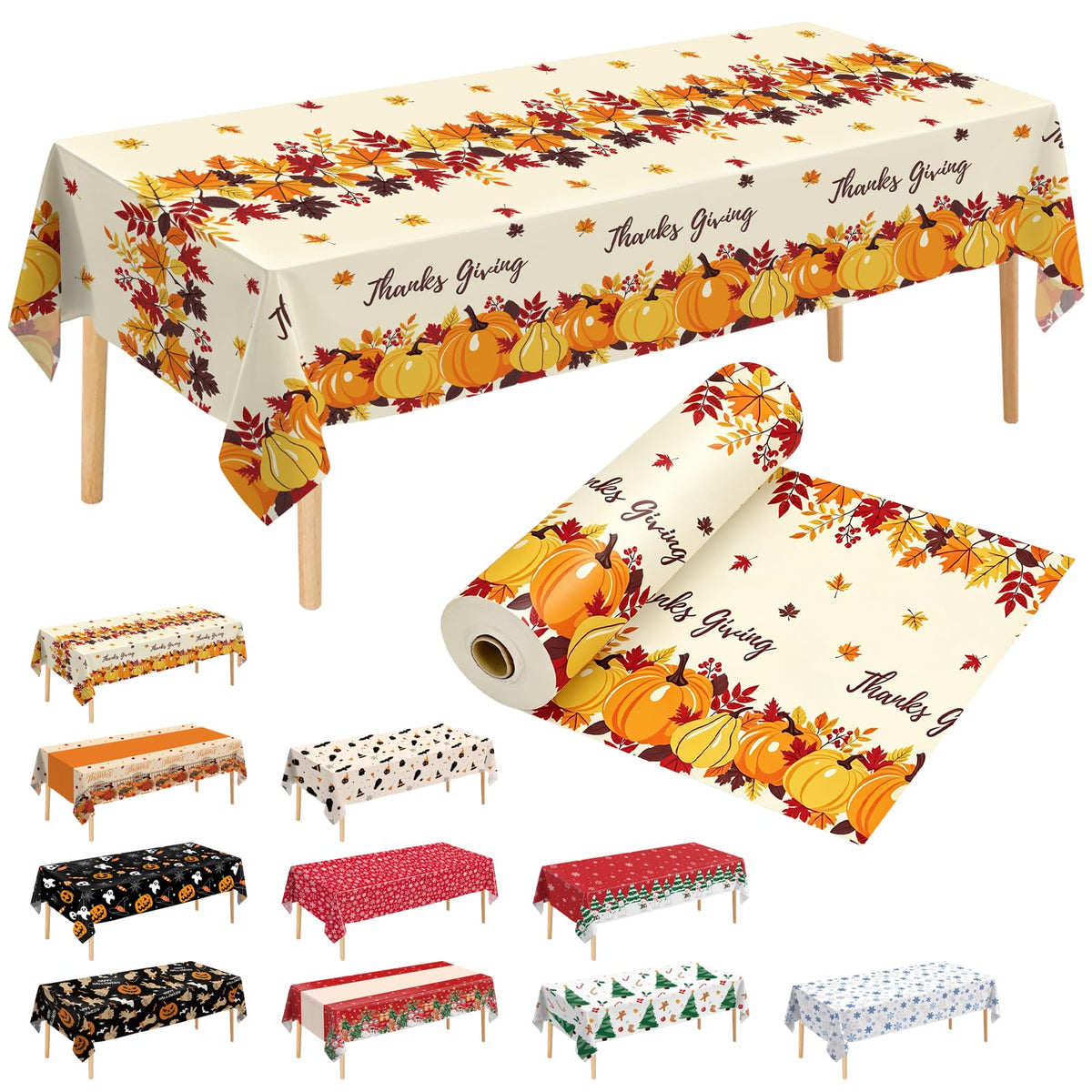 54 Inch X 300 Feet Plastic Table Cover Roll Premium Disposable Plastic Tablecloth for All Type/Shape Tables | Picnic, Party, Banquet, Birthdays, Weddings (Blue, 54 Inch X 300 Feet)