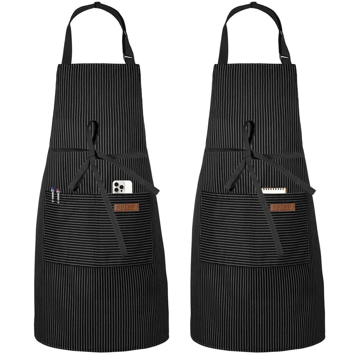 Serrenf 2 Pack Apron, Cooking Kitchen Aprons, Adjustable Bib Apron with 2 Pockets for Men Women Chef Apron