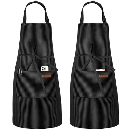 Serrenf 2 Pack Apron, Cooking Kitchen Aprons, Adjustable Bib Apron with 2 Pockets for Men Women Chef Apron