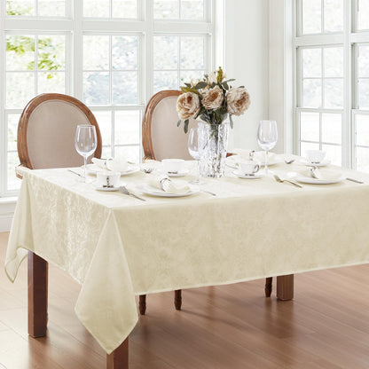 Caiden Elegance Damask Tablecloth, Ivory - 60" W x 120" L