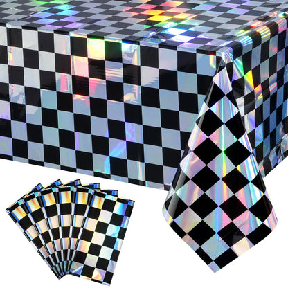 FunnyPars 4 Pack Iridescent Plastic Tablecloths, Disposable Table Covers