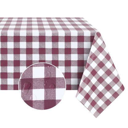 Romanstile Rectangle Vinyl Tablecloth, 100% Waterproof Buffalo Gingham Plastic Table Cloth, Heavy Duty Wipeable Checkered Table Covers for Outdoor, Camping, Picnic, Patio - 54 x 78, Light Blue