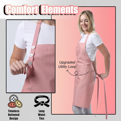TOSHE Kitchen Apron for Women & Men Waterdrop Resistant, Adjustable Button