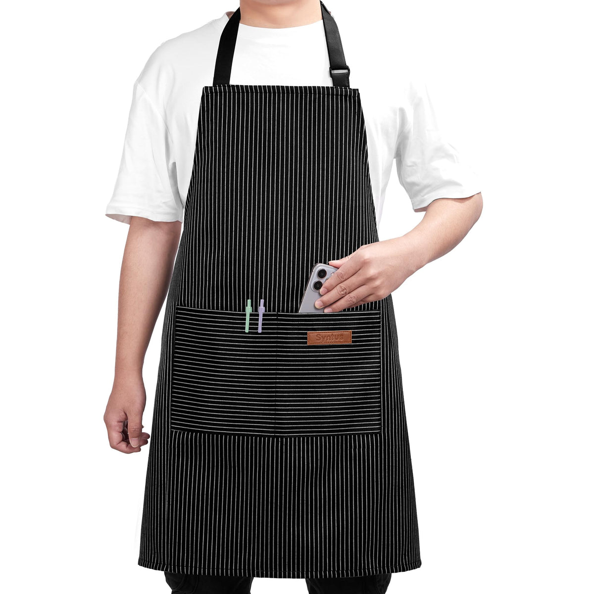 Syntus Chef Apron for Men Women with Pockets, Thick Grilling BBQ Apron