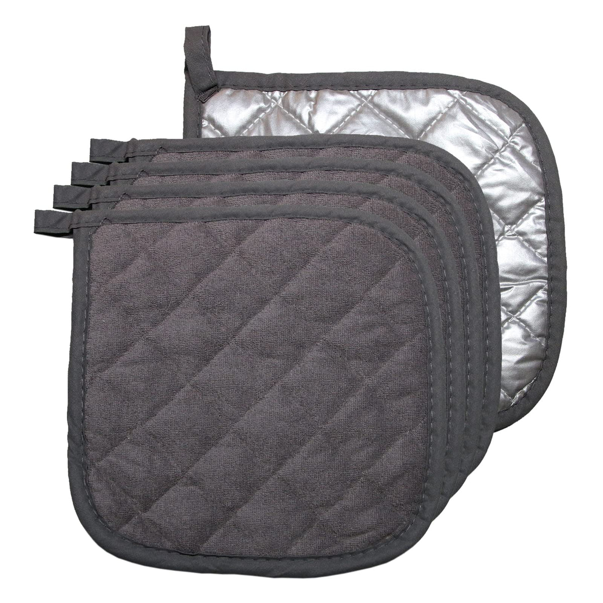 5 PCS Pot Holders for Kitchen, Cotton Potholers with Great Heat Resistance, Hot Pads, Trivets for Cooking and Baking Black