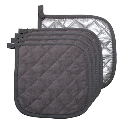 5 PCS Pot Holders for Kitchen, Cotton Potholers with Great Heat Resistance, Hot Pads, Trivets for Cooking and Baking Black