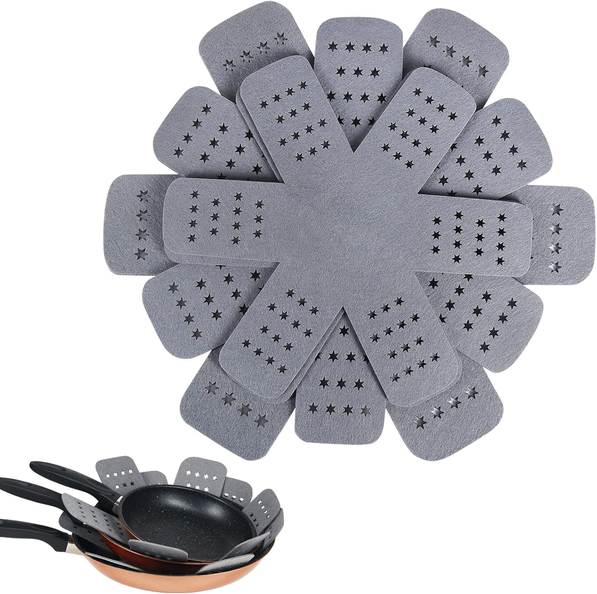 BYKITCHEN Felt Pot and Pan Protectors for Stacking, 3 Sizes, Separator Pads