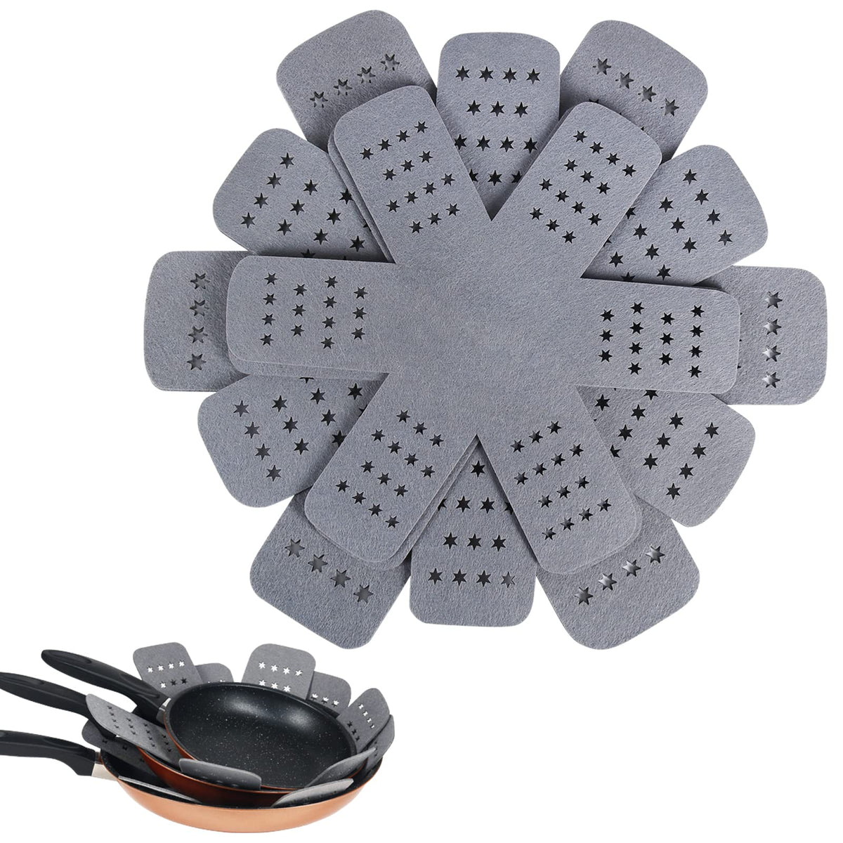 BYKITCHEN Felt Pot and Pan Protectors for Stacking, 3 Sizes, Separator Pads