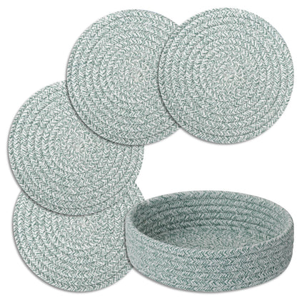 Trivets for Hot Dishes, Pots and Pans, 5 Pcs Hot Pads with Storage Basket